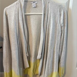 Bar III Light Gray and Soft Yellow Women's Cardigan